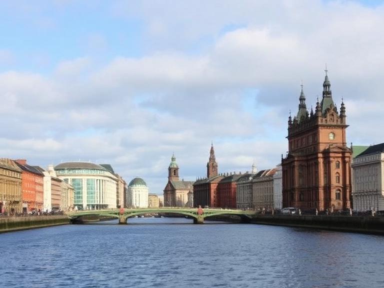 Scenic Belfast city waterfront with historic buildings and bridge showcasing top things to do in Belfast