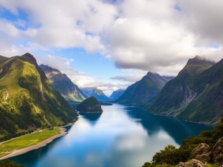 Scenic New Zealand landscape with mountains and lake representing New Zealand fun facts about nature