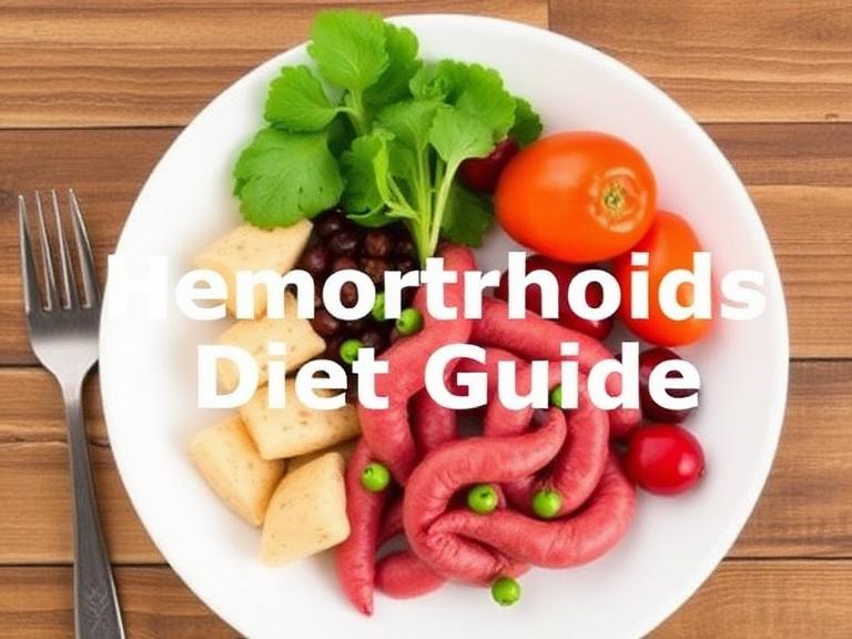Healthy high-fiber foods including fruits, vegetables, and whole grains for a hemorrhoids diet guide