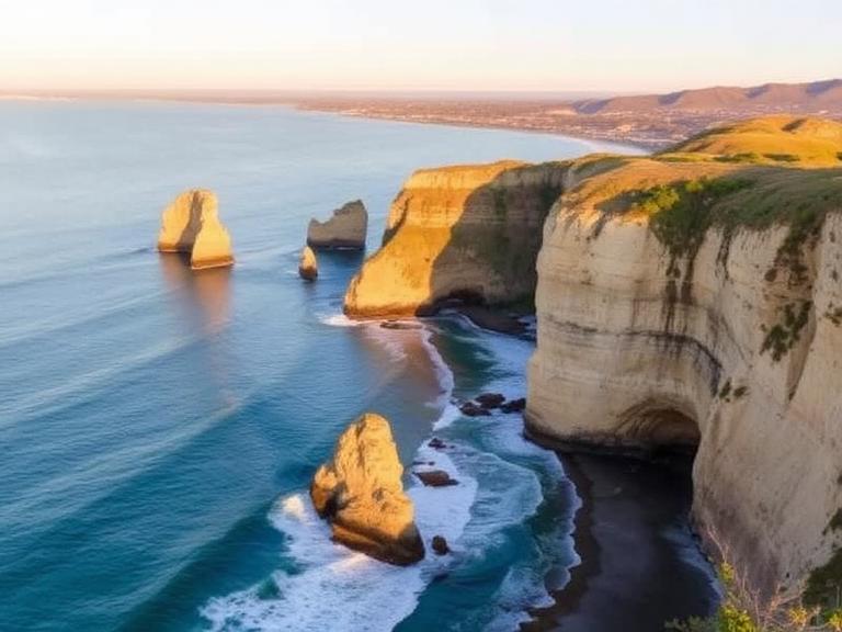 Scenic coastal cliffs and ocean waves during sunset on a 3-day trip from Bay Area itinerary route